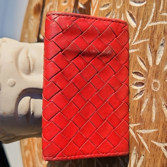 Bottega Veneta Weaved Leather Red Key Holder - Picture 3 of 11